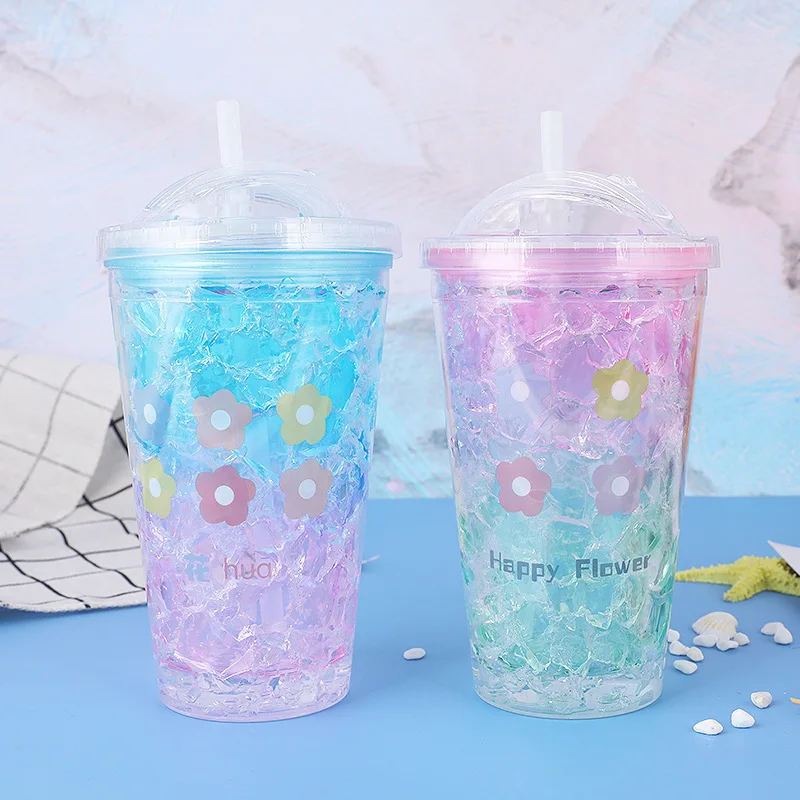 Summer Crushed Ice Water Bottle Telescopic Straw Dome Cover Thermos Bottle Plastic Ice Cold Keeping Flower Colorful Cup
Summer Crushed Ice Water Bottle Telescopic Straw Dome Cover Thermos Bottle Plastic Ice Cold Keeping Flower Colorful Cup
