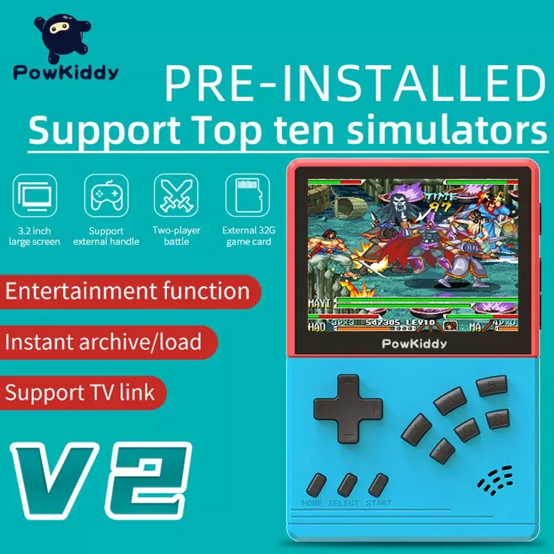 POWKIDDY V2 Retro Game Pocket Console 10+ Simulators 10000+ Games 3.2-inch Screen Handheld Game Console Retro CPS1 Kids Gift
POWKIDDY V2 Retro Game Pocket Console 10+ Simulators 10000+ Games 3.2-inch Screen Handheld Game Console Retro CPS1 Kids Gift
