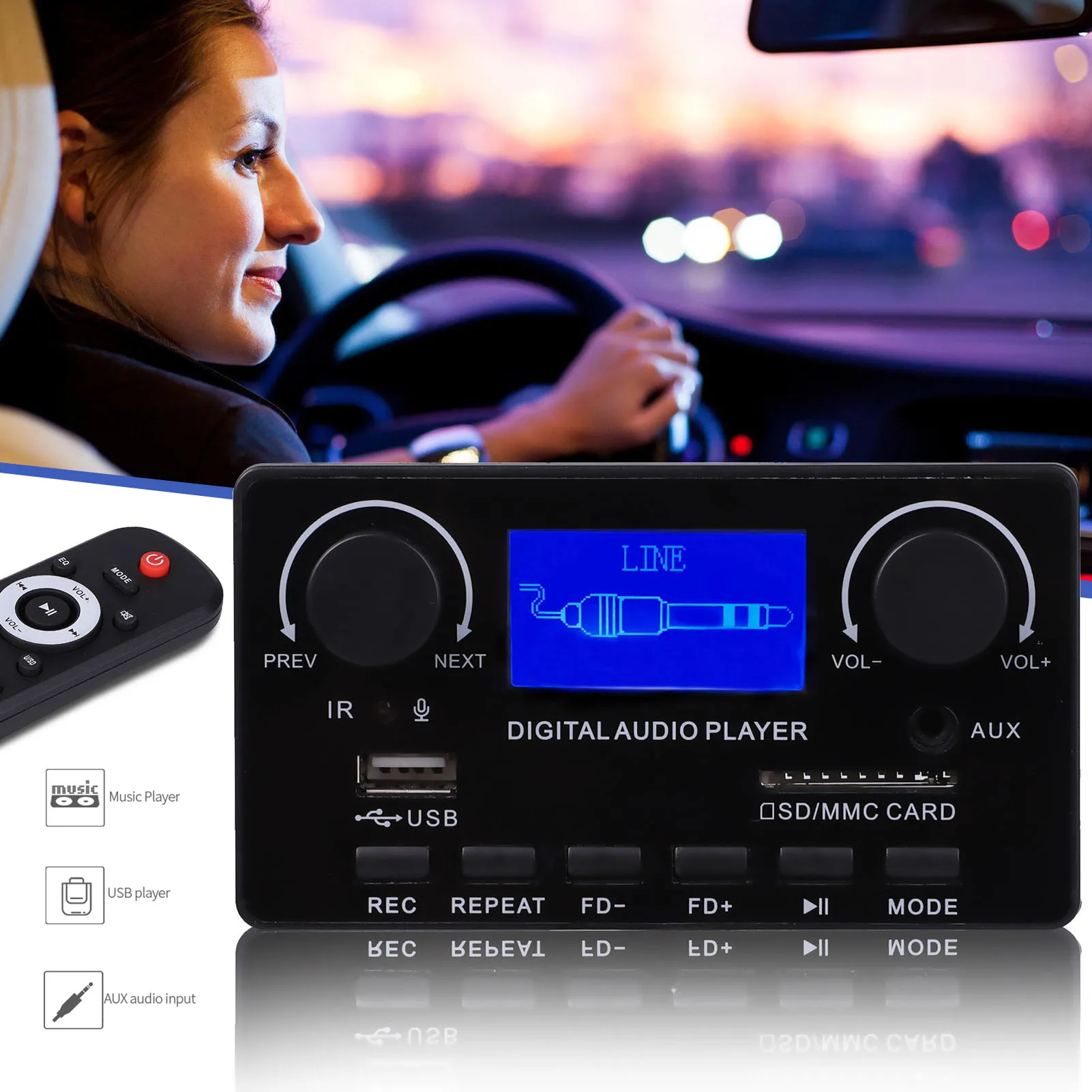 Плата декодера MP3, совместимый с Bluetooth модуль с ЖК-экраном, автомобильный усилитель звука, аудиоаксессуары, цифровые рекордеры GVH88
Плата декодера MP3, совместимый с Bluetooth модуль с ЖК-экраном, автомобильный усилитель звука, аудиоаксессуары, цифровые рекордеры GVH88