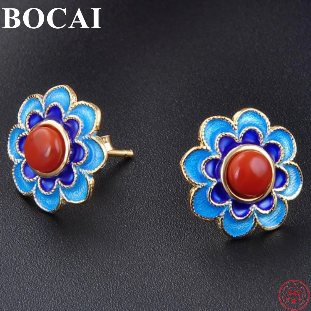 BOCAI S925 стерлингового серебра серьги из перегородчатой эмали Женские этнические Стиль Южно-красный камень Lapis Hand-made включения эмали синего цвета ювелирные изделия из жемчуга
BOCAI S925 стерлингового серебра серьги из перегородчатой эмали Женские этнические Стиль Южно-красный камень Lapis Hand-made включения эмали синего цвета ювелирные изделия из жемчуга