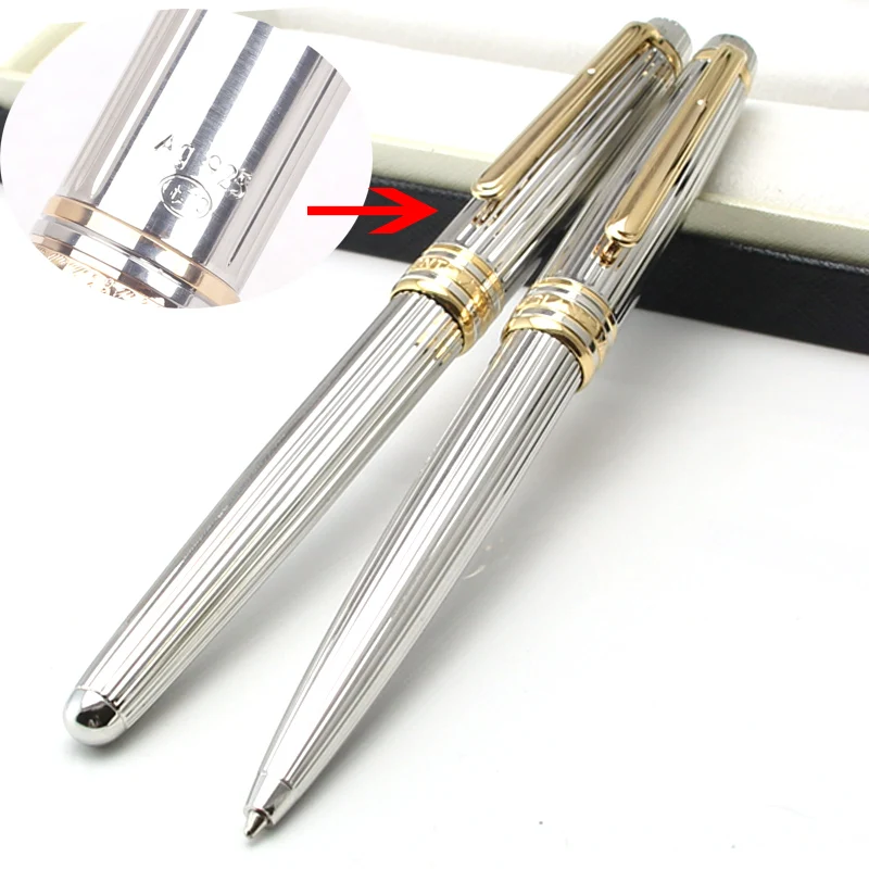 

MB Monte Meister Vintage Sterling Silver Ballpoint Pen AG925 Solitaire Pinstripe Luxury Rollerball Fountain Pen for Writing