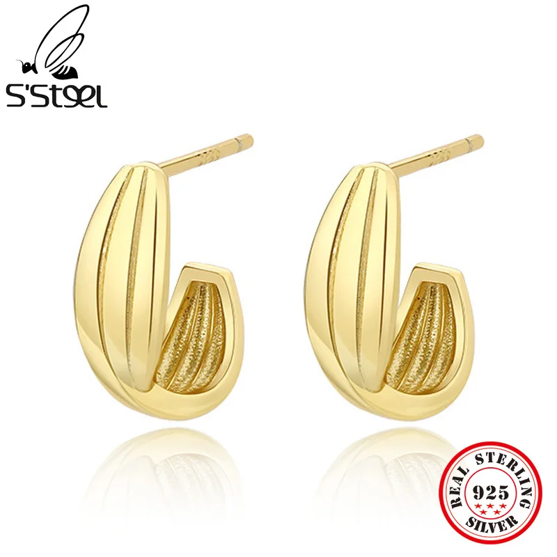 S'STEEL Cc Studs Earrings 925 Sterling Silver Irregular Fine Jewelry For Woman Luxury 18k Gold Vintage Earings Korean Fashion
S'STEEL Cc Studs Earrings 925 Sterling Silver Irregular Fine Jewelry For Woman Luxury 18k Gold Vintage Earings Korean Fashion