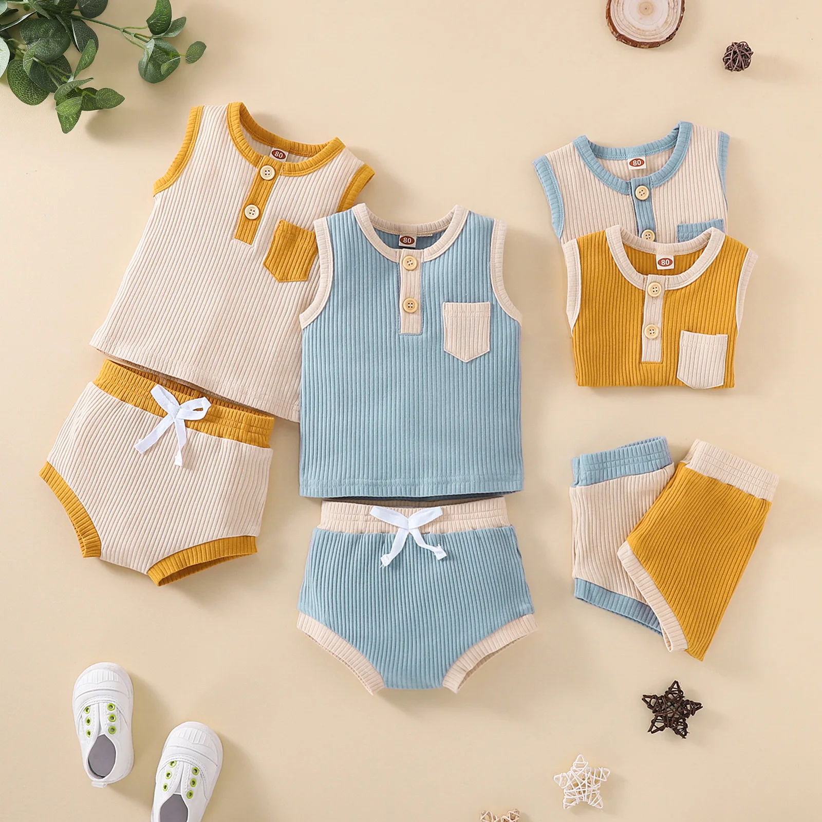 4 Colors Baby Boy Clothes Toddler Summer Vest Set Infant Solid Ribbed Striped Sleeveless Top + Shorts Casual Children's Clothing
4 Colors Baby Boy Clothes Toddler Summer Vest Set Infant Solid Ribbed Striped Sleeveless Top + Shorts Casual Children's Clothing