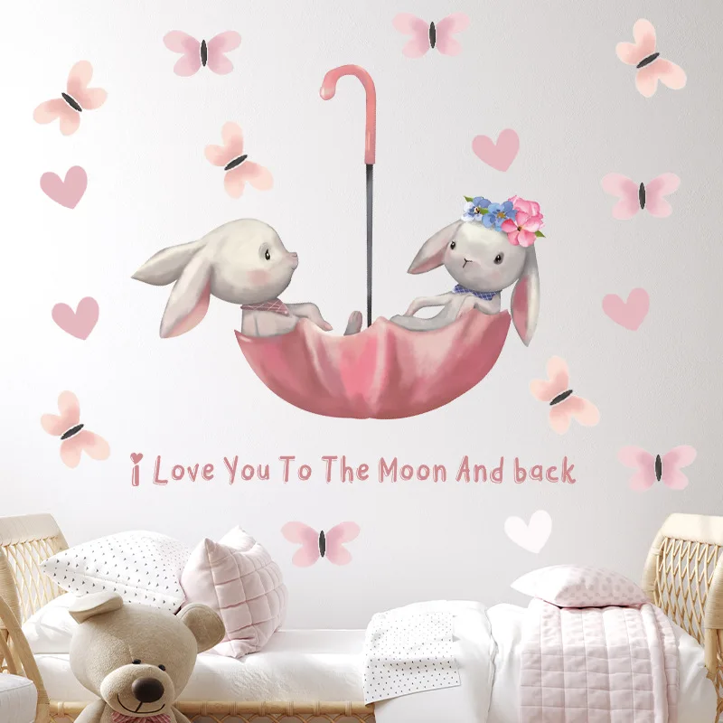 Rabbit Umbrella Children'S Room Background Room Wall Stickers Living Room Bedroom Decoration Self-Adhesive Painting
Rabbit Umbrella Children'S Room Background Room Wall Stickers Living Room Bedroom Decoration Self-Adhesive Painting
