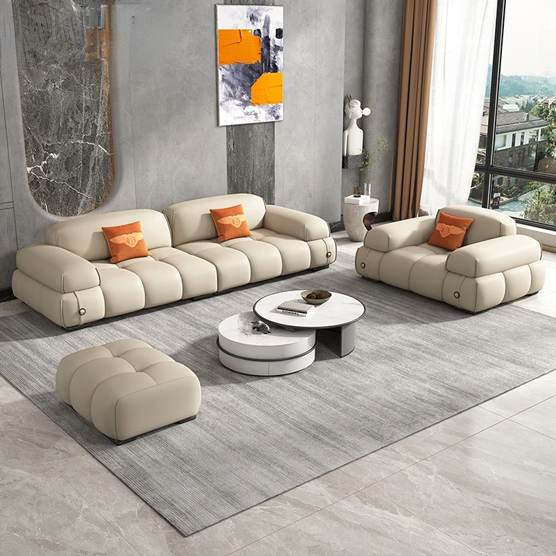 Italian simple tofu block leather sofa modern small family living room first layer cowhide arc creative cloud combination
Italian simple tofu block leather sofa modern small family living room first layer cowhide arc creative cloud combination