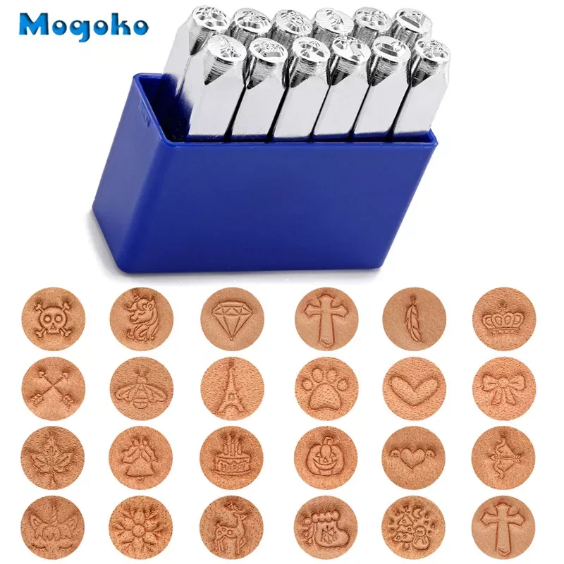 

Mogoko 6mm Metal Stamp Punch Tool Aluminium Leather Unique Marking Symbol Punching Stamps Tools Craft for Stamping 12 Patterns