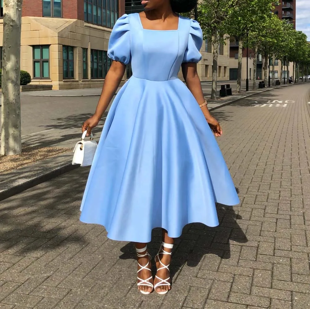 Summer New Short-sleeved Pleated Solid Color Large Skirt Banquet Dress Commuter Elegant Office Dress 2022 Summer African Women
Summer New Short-sleeved Pleated Solid Color Large Skirt Banquet Dress Commuter Elegant Office Dress 2022 Summer African Women