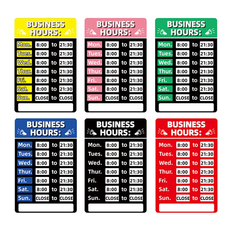 3PCS/Set Erasable Pen Hours Sign Red With Yellow 8x12inch Black Blue Business Changeable Erasable Pen For Any Store Durable
3PCS/Set Erasable Pen Hours Sign Red With Yellow 8x12inch Black Blue Business Changeable Erasable Pen For Any Store Durable