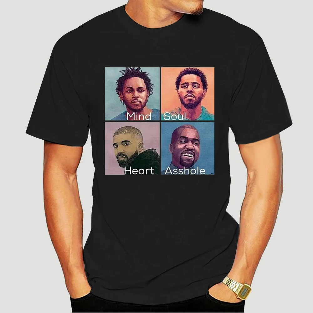 

Kendrick Lamar J Cole Drake Kanye West Rap combination, men's and women's short sleeve T-shirt Music theme 5583X