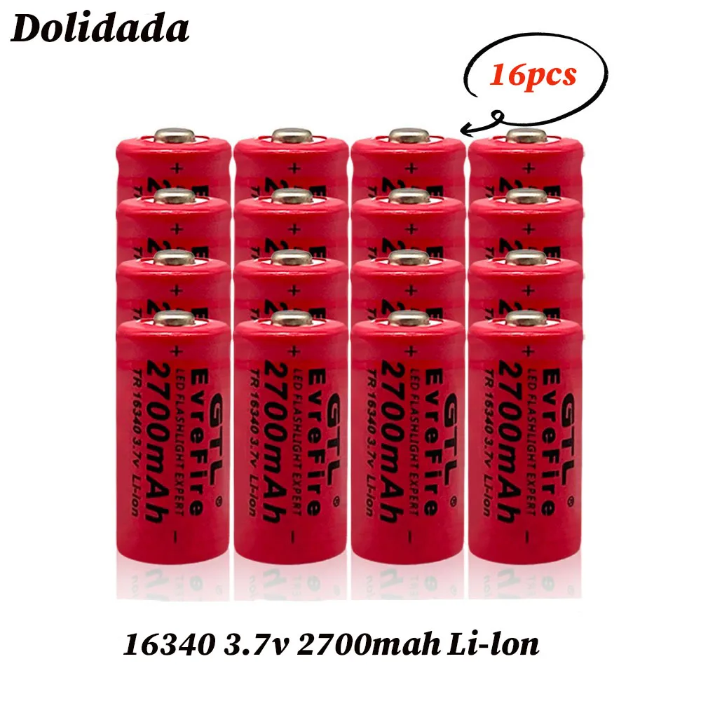 16340 3.7V Lithium Battery 2700mah for Laser Light LED Torch Lighting Fixture Headlight Remote Control Rechargeable Batteries
16340 3.7V Lithium Battery 2700mah for Laser Light LED Torch Lighting Fixture Headlight Remote Control Rechargeable Batteries