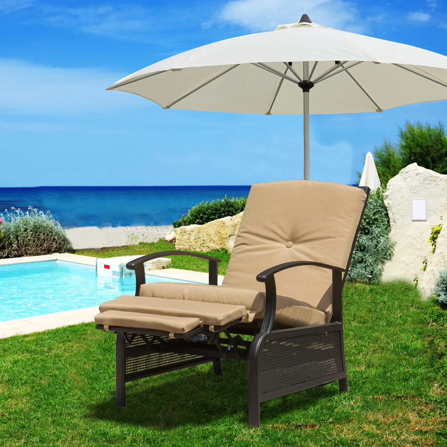 Domi Outdoor Living Adjustable Patio Recliner Chair Metal Outdoor Reclining Lounge Chair with Remova
Domi Outdoor Living Adjustable Patio Recliner Chair Metal Outdoor Reclining Lounge Chair with Remova