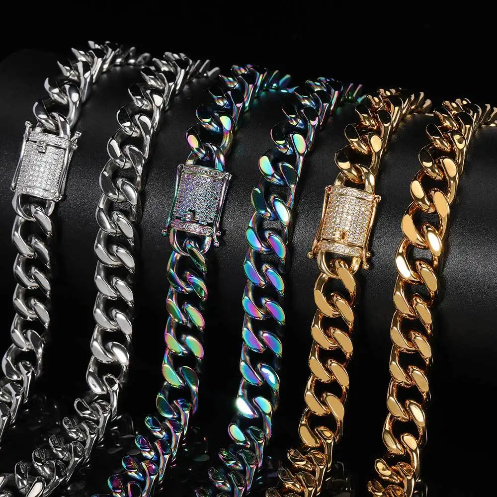 Hip Hop Stainless Steel Necklace Micro Inlaid Zircon Buckle Four Sides Ground Cuban Chain Titanium Steel Men's Bracelet Necklace
Hip Hop Stainless Steel Necklace Micro Inlaid Zircon Buckle Four Sides Ground Cuban Chain Titanium Steel Men's Bracelet Necklace