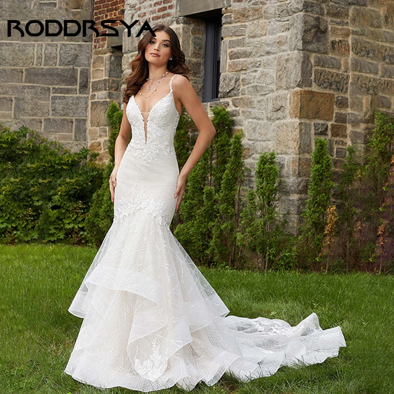 RODDRSYA Romantic Lace Appliques Wedding Dress Deep V-Neck Sleeveless Bridal Gowns Backless Custom Maede Sweep Train платье 2023
RODDRSYA Romantic Lace Appliques Wedding Dress Deep V-Neck Sleeveless Bridal Gowns Backless Custom Maede Sweep Train платье 2023
