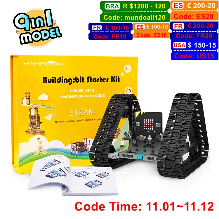 Microbit V2 Robot 9 in 1 DIY Electronic Kit Building Block High-tech Educational Toys for Children Gifts with Remote Control
Microbit V2 Robot 9 in 1 DIY Electronic Kit Building Block High-tech Educational Toys for Children Gifts with Remote Control