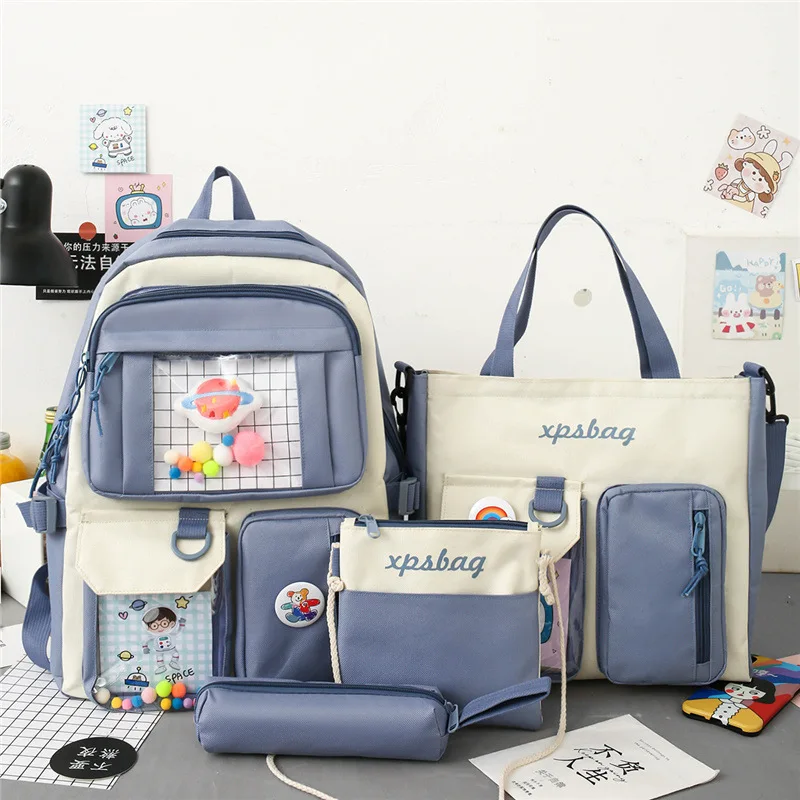 Plaid Transparent PVC Kawaii Contrast Color Girls College Leisure Kawaii Backpack Nylon School Backpack For Women Bags 4pcs/set
Plaid Transparent PVC Kawaii Contrast Color Girls College Leisure Kawaii Backpack Nylon School Backpack For Women Bags 4pcs/set