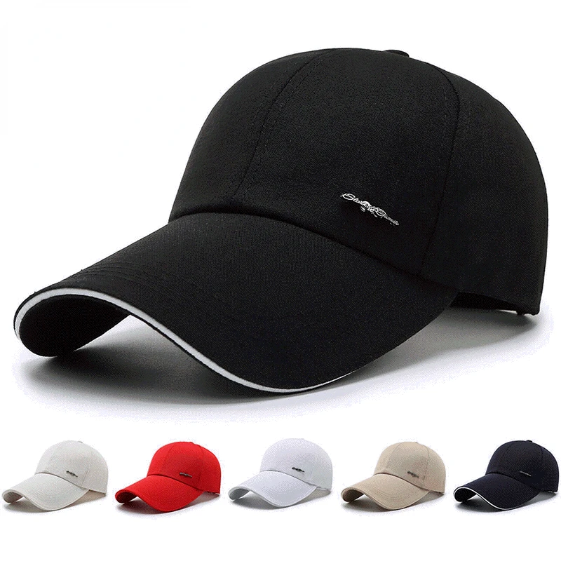 

4.13 Inches Extra Long Brim Baseball Cap Outdoor Sun Hat Cotton Dad Hat Adjustable Snapback Hat Golf Cap with Sandwich Brim