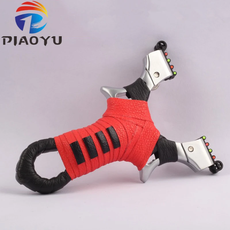 

Alloy Slingshot Hunting Catapult with Plastic Sighting Flat Rubber Band Outdoor Shooting Game Color Random