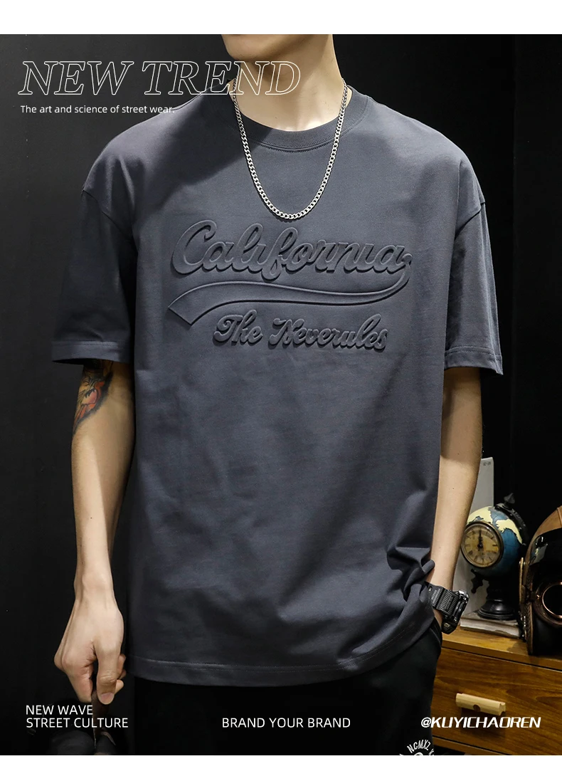 M6373 Printed short-sleeved t-shirt men's summer loose plus size heavy t-shirt
M6373 Printed short-sleeved t-shirt men's summer loose plus size heavy t-shirt
