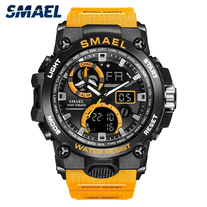 

SMAEL 2023 Sport Watch Men Dual Time Waterproof 50M Military Watches Chrono Alarm Wristwatch Vintage Classic Digital Watch 8011