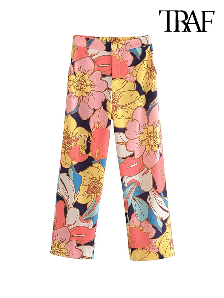 TRAF Women Fashion Front Pockets Floral Print Straight Pants Vintage High Waist Zipper Fly Female Trousers Mujer
TRAF Women Fashion Front Pockets Floral Print Straight Pants Vintage High Waist Zipper Fly Female Trousers Mujer