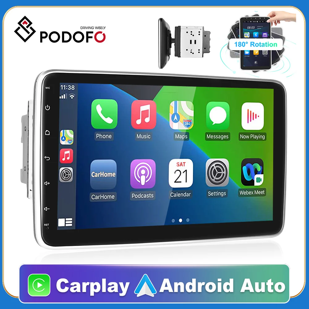 Podofo 2 Din Carplay Android 11 Car Radio Stereo 10" Capacitive Touch Screen GPS Navigation Bluetooth USB Player
Podofo 2 Din Carplay Android 11 Car Radio Stereo 10" Capacitive Touch Screen GPS Navigation Bluetooth USB Player