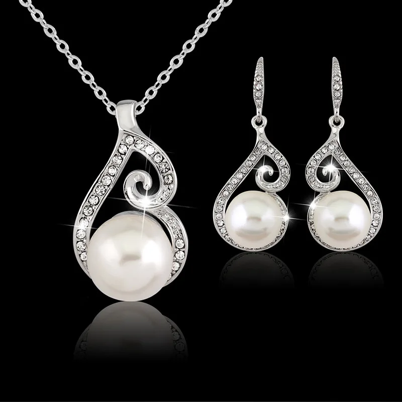 New Luxury Bridal Wedding Jewelry Sets Pearl Necklace Set Pendant Necklace Earrings Silver Plated Jewelry Set For Women
New Luxury Bridal Wedding Jewelry Sets Pearl Necklace Set Pendant Necklace Earrings Silver Plated Jewelry Set For Women