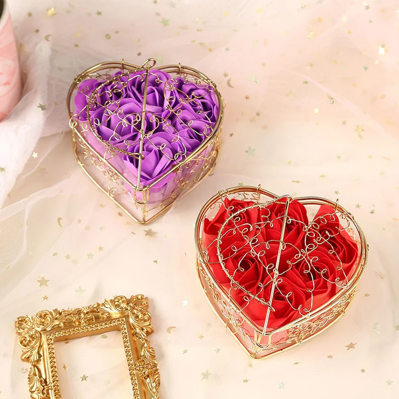 Metal Basket 6 Rose Soap Flower Heart-shaped Gift Box Birthday Valentine's Day Gift Giveaway Aromatherapy Artificial Flowers
Metal Basket 6 Rose Soap Flower Heart-shaped Gift Box Birthday Valentine's Day Gift Giveaway Aromatherapy Artificial Flowers