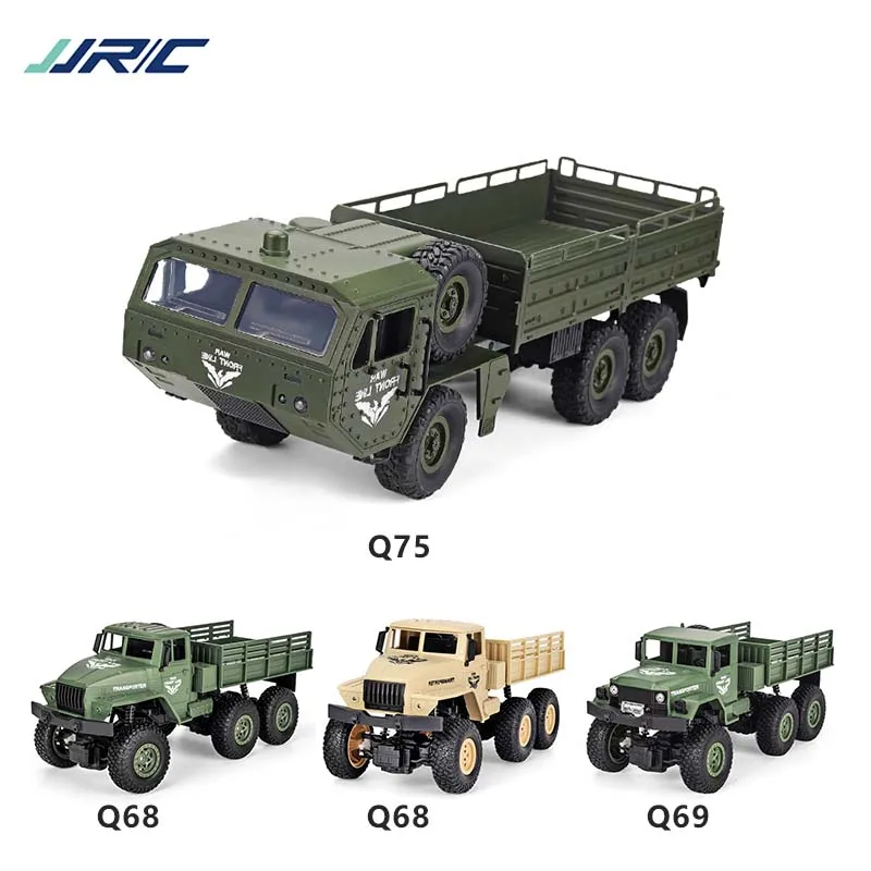 

JJRC RC Military Truck Q68 Q69 Q75 1/16 1/18 Transporter 2.4G 6WD Off-Road Independent Suspension System with LED Light