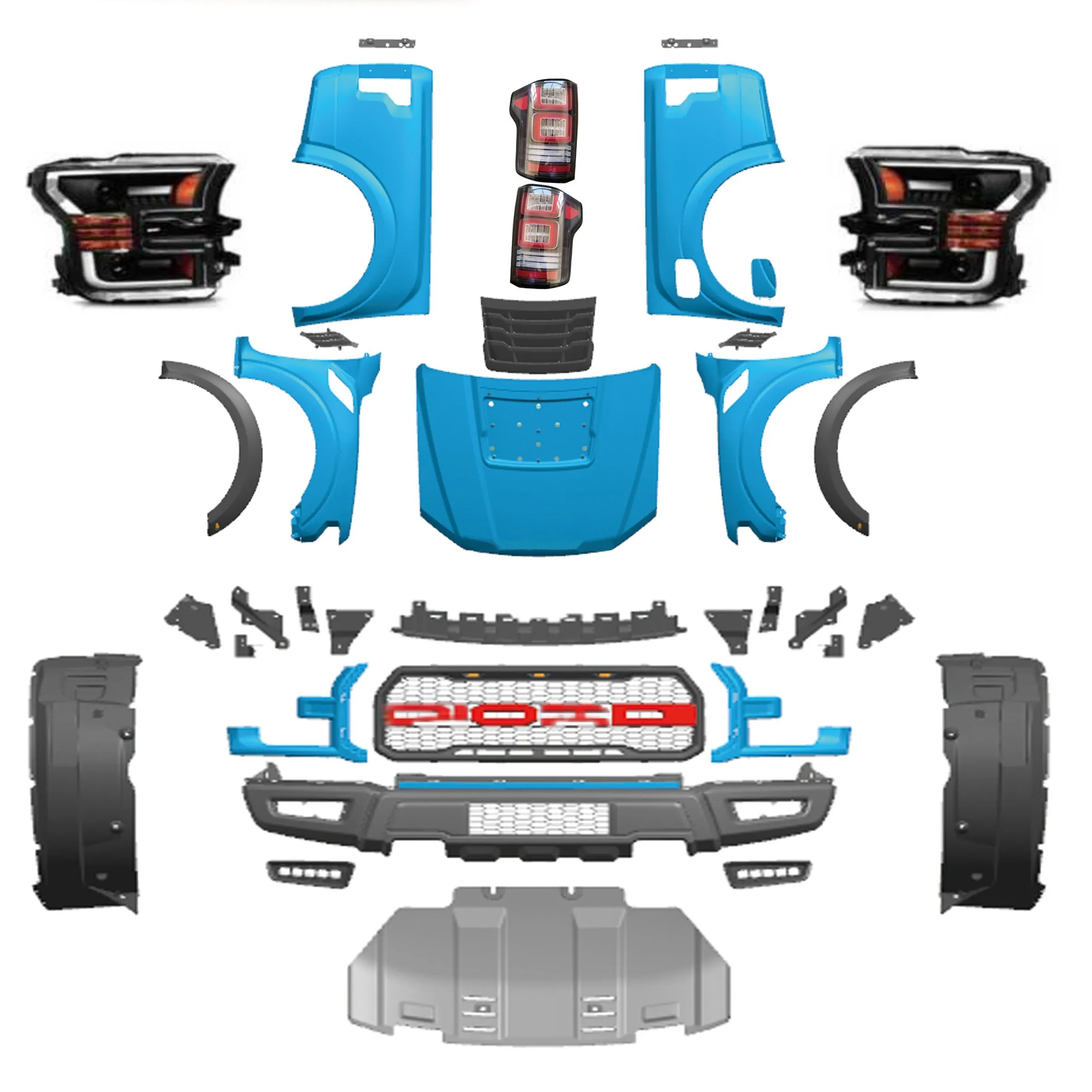 Car Accessories Facelift PP Material PP injection Bodykit Full Body Kit For Ford Ranger T6 T7 T8 upgrade to Ford F150 Facelift
Car Accessories Facelift PP Material PP injection Bodykit Full Body Kit For Ford Ranger T6 T7 T8 upgrade to Ford F150 Facelift