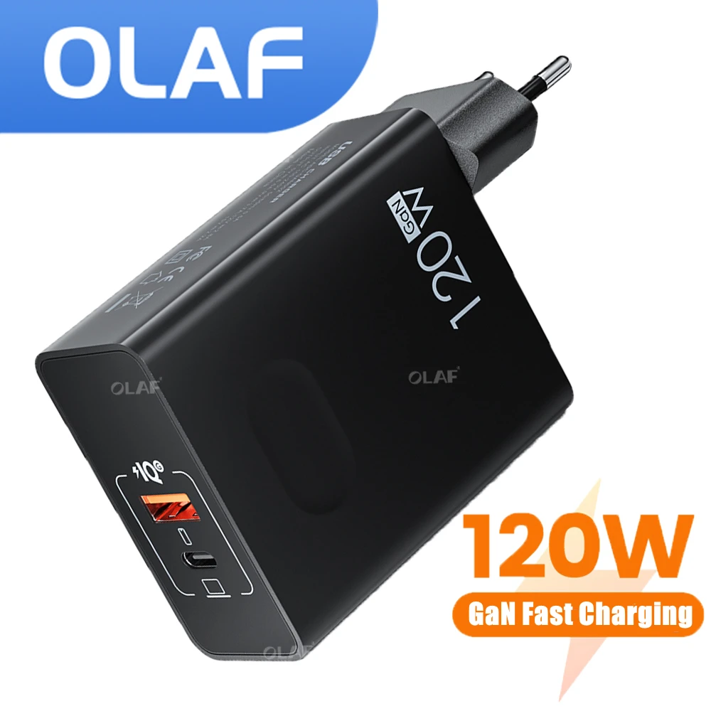 

Olaf 120W GaN USB Charger QC 3.0 Type C Charging Chargeur PD Fast Charge Power Adapter for MacBook Samsung iPhone 14 Xiaomi iPad