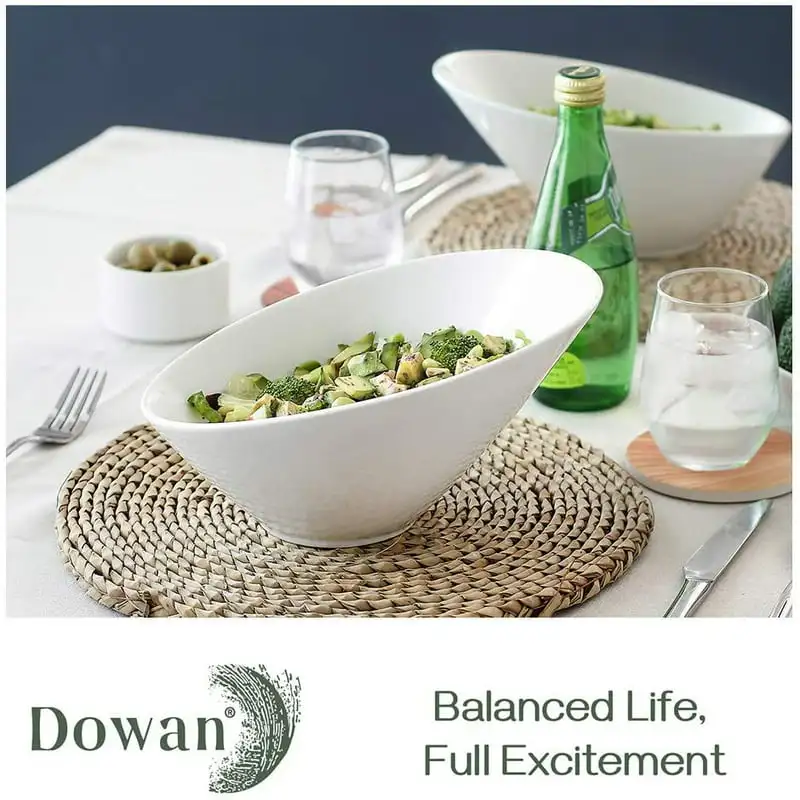 Elegant 2 Packs White Porcelain Angled Serving Bowls, Perfect for Restaurant and Home Use - 26 Ounce Salad/Pasta/Soup/Rice Bowls 
Elegant 2 Packs White Porcelain Angled Serving Bowls, Perfect for Restaurant and Home Use - 26 Ounce Salad/Pasta/Soup/Rice Bowls
