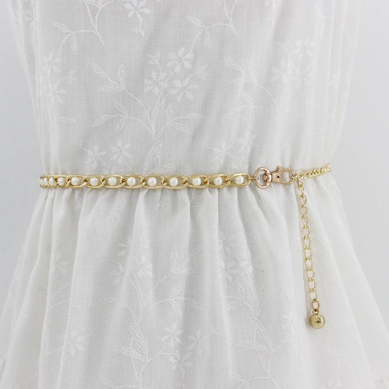 Fashion Imitation Pearl Beads Thin Waist Belt Elegant Ladies Metal Chain Slim Belt Women Waistband Strap Dress Accessories Adult
Fashion Imitation Pearl Beads Thin Waist Belt Elegant Ladies Metal Chain Slim Belt Women Waistband Strap Dress Accessories Adult
