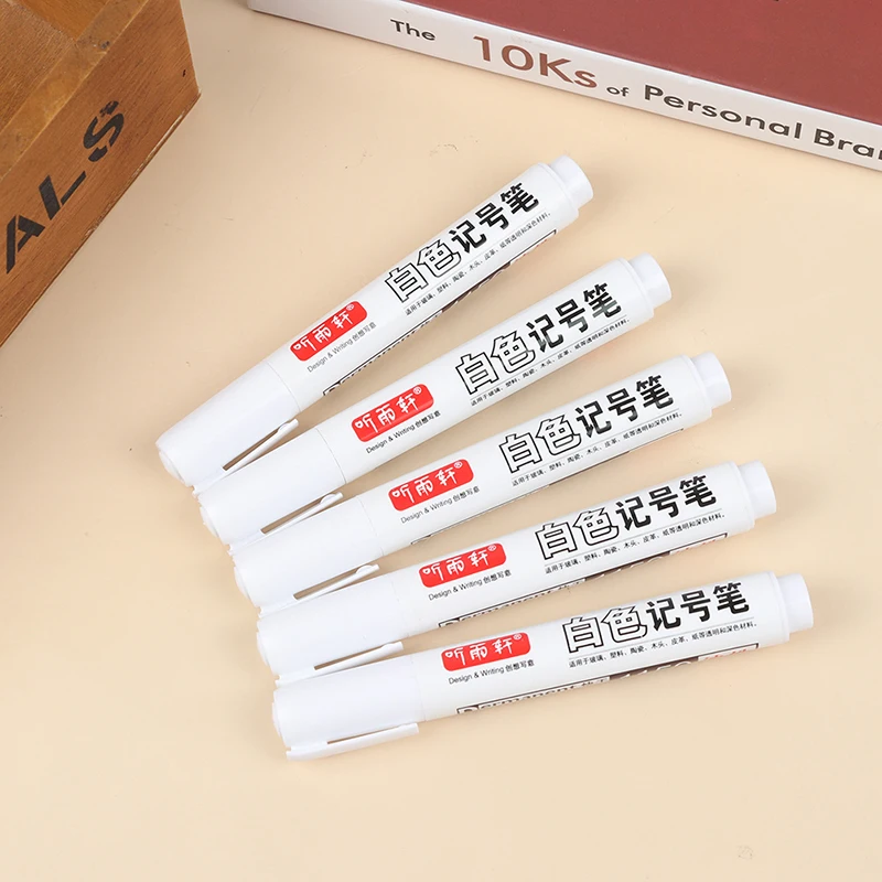 

3/5pcs Metal Permanent Marker Pens 6mm White Paint Pen For Leather Fabric Metallic Markers Craftwork Oily Art Supplies