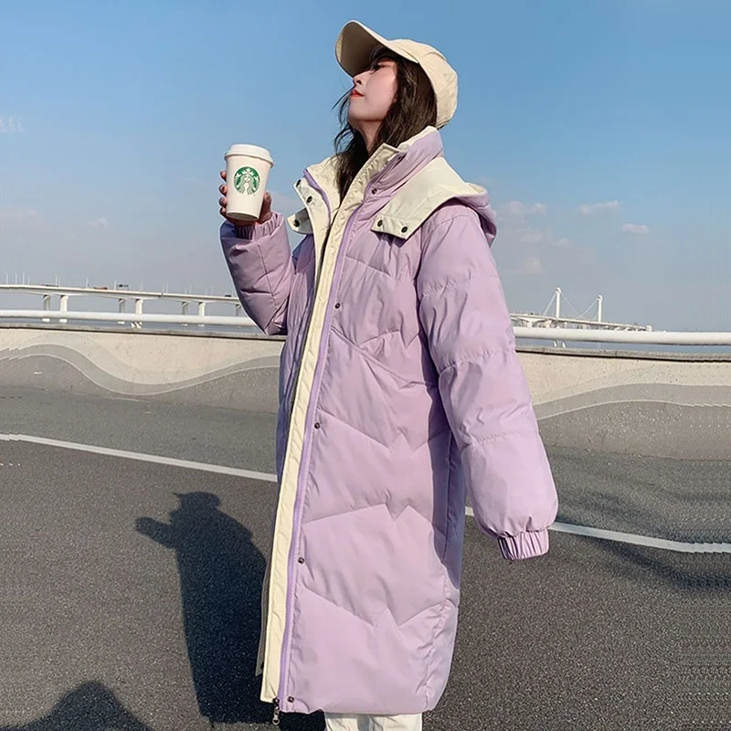 Korean Mid-Length Warm Purple Hooded Down Cotton Jacket Stand-up Collar Long Sleeve Casual Cotton Parkas Winter Women Outwear
Korean Mid-Length Warm Purple Hooded Down Cotton Jacket Stand-up Collar Long Sleeve Casual Cotton Parkas Winter Women Outwear
