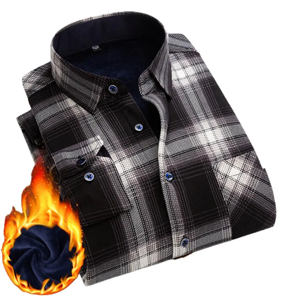 Men Shirt Striped Plaid Print Long Sleeves Single-breasted Buttons Turn-down Collar Keep Warm Cardigan Winter Warm Shirt Outwear
Men Shirt Striped Plaid Print Long Sleeves Single-breasted Buttons Turn-down Collar Keep Warm Cardigan Winter Warm Shirt Outwear