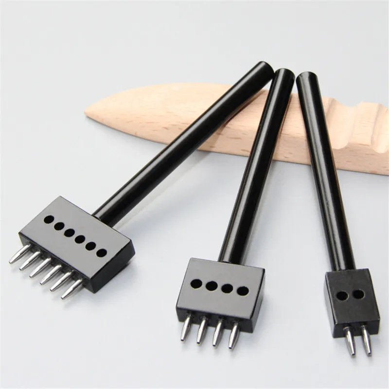 

1Pc DIY Leathercraft Tools 5mm Leather Hole Punches Stitching Punch Tool 2+4+6 Prong Tools For Leather Belt Punching Gadgets