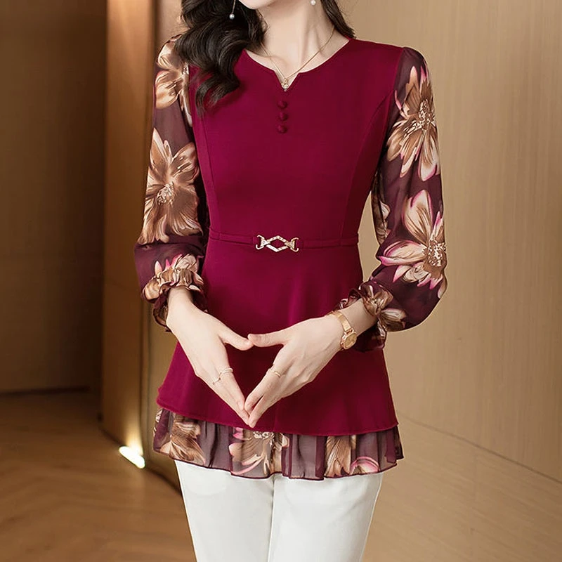 Women's Clothing Fashion Elegant Tunics Female Lace Floral Long Sleeve Printed Tops Ladies All-match Plus Sieze T-shirt
Women's Clothing Fashion Elegant Tunics Female Lace Floral Long Sleeve Printed Tops Ladies All-match Plus Sieze T-shirt