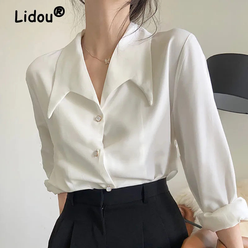 Fashion Women's Urban White French Office Wear Blouses Top Cardigan Long Sleeve V Neck Luxury Elegant Women Blouse Shirt 2022
Fashion Women's Urban White French Office Wear Blouses Top Cardigan Long Sleeve V Neck Luxury Elegant Women Blouse Shirt 2022