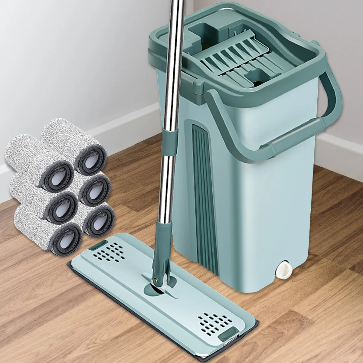 Mop and Bucket Set with 6 Replacement Mop Pads Flat Mop Bucket Reusable Microfiber Cleaning Mop with Bucket Easy Squeeze Floor
Mop and Bucket Set with 6 Replacement Mop Pads Flat Mop Bucket Reusable Microfiber Cleaning Mop with Bucket Easy Squeeze Floor