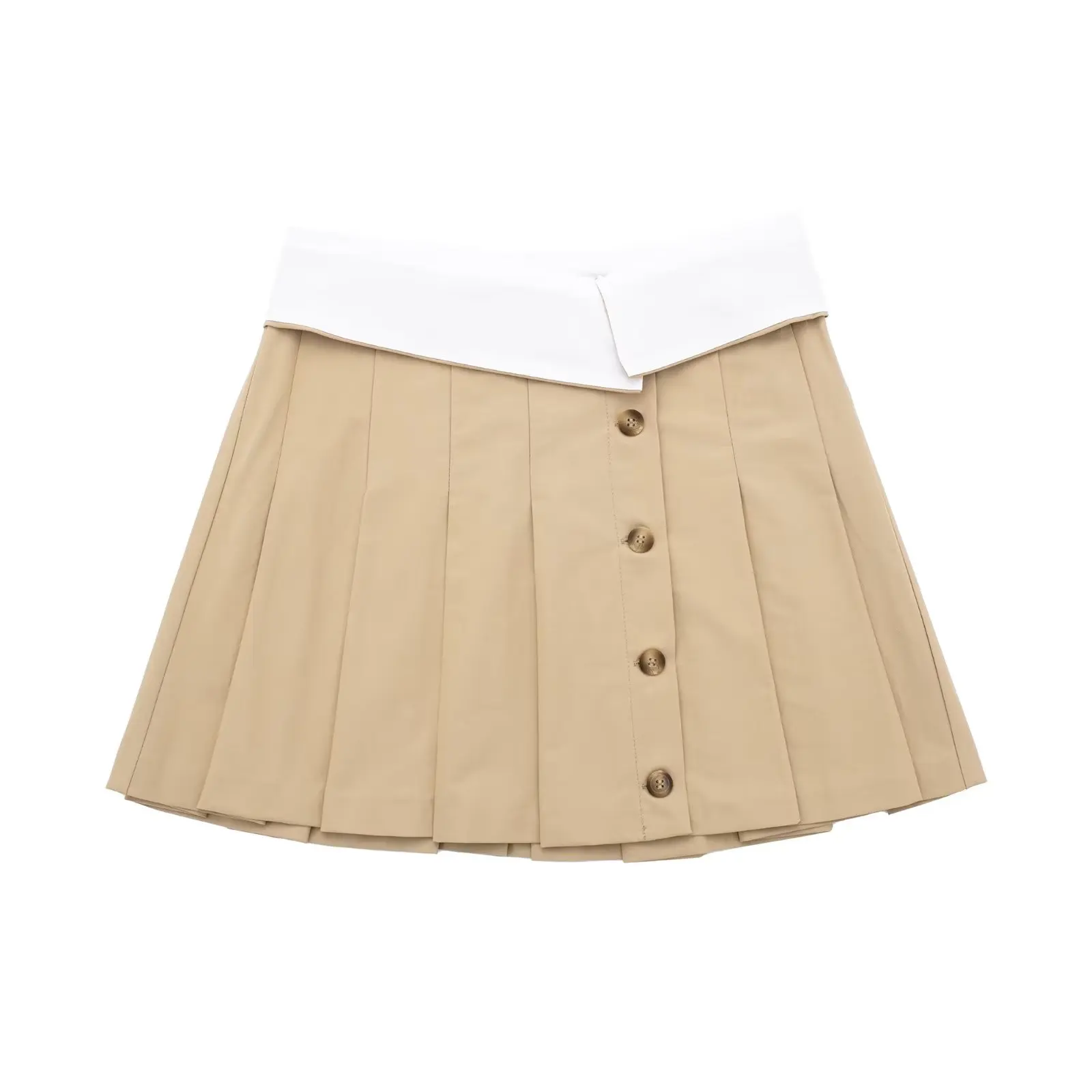 

2023 New Khaki Pleat Mini Skirt Women High-waist Elegant Short Skirts for Women Chic Lady Female Clothing