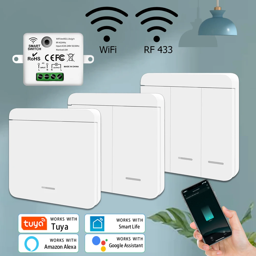 Tuya WiFi Smart Switch for Lighting RF 433Mhz Wireless Switch 86 Wall Panel Smart Home Timer Voice Control Google Home Alexa
Tuya WiFi Smart Switch for Lighting RF 433Mhz Wireless Switch 86 Wall Panel Smart Home Timer Voice Control Google Home Alexa
