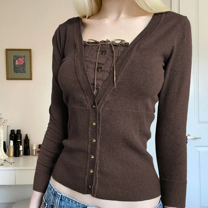 Vintage Lace Patchwork Cute Cotton T shirts Women Korean Fashion Button Y2K Clothes Casual 2022 Autumn Retro Tops
Vintage Lace Patchwork Cute Cotton T shirts Women Korean Fashion Button Y2K Clothes Casual 2022 Autumn Retro Tops