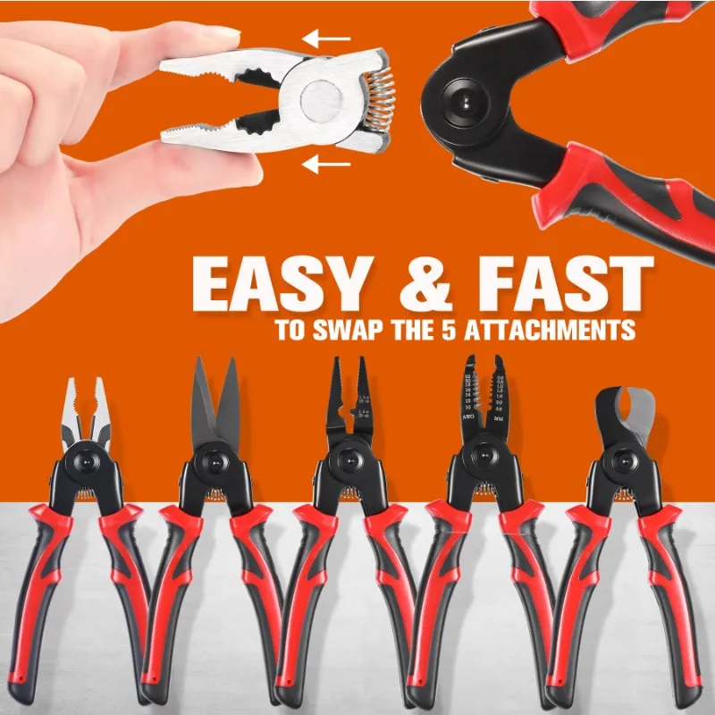Multifunctional 5 in 1 Pliers Versatile Tool Kit Wire Stripper Electricians Manual Tools Crimper Pliers with Linesman Plier
Multifunctional 5 in 1 Pliers Versatile Tool Kit Wire Stripper Electricians Manual Tools Crimper Pliers with Linesman Plier