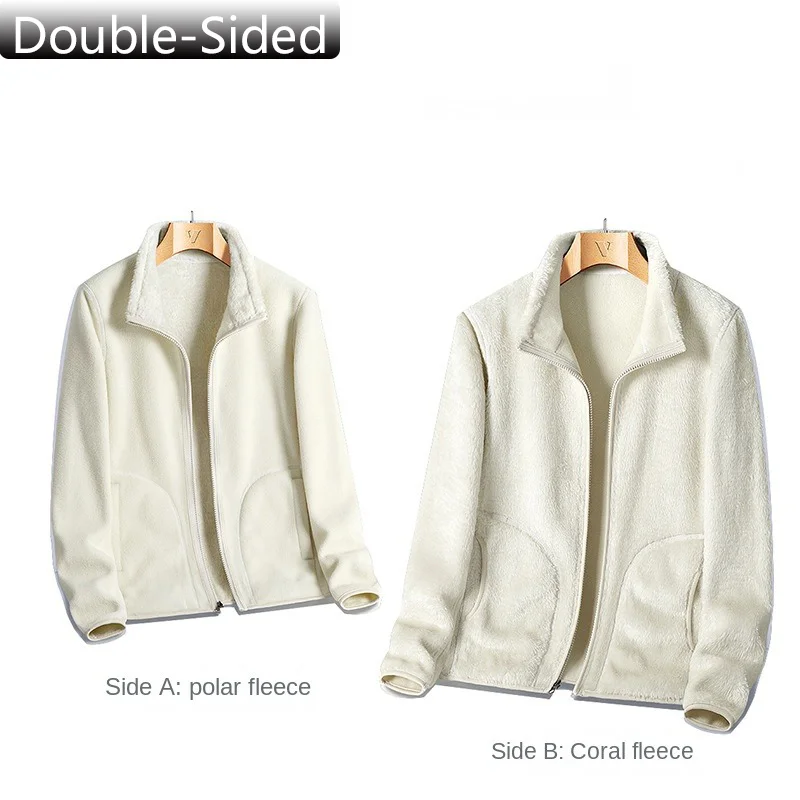 Double sided fleece clothing for women and thicken mother polar fleece inner dress cardigan men's outdoor half zipper top coat 
Double sided fleece clothing for women and thicken mother polar fleece inner dress cardigan men's outdoor half zipper top coat