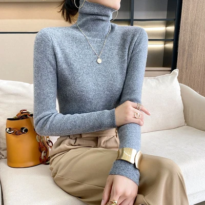 A Mid-high-neck bottoming shirt women spring and autumn high-necked inner thin new slim-fit lapel knit sweater top 
A Mid-high-neck bottoming shirt women spring and autumn high-necked inner thin new slim-fit lapel knit sweater top