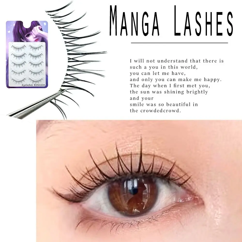 

5 Pairs Eyelash Extension Tool Volume Superfine TM03 Transparent Stem False Eyelashes Manga Lashes A Shape