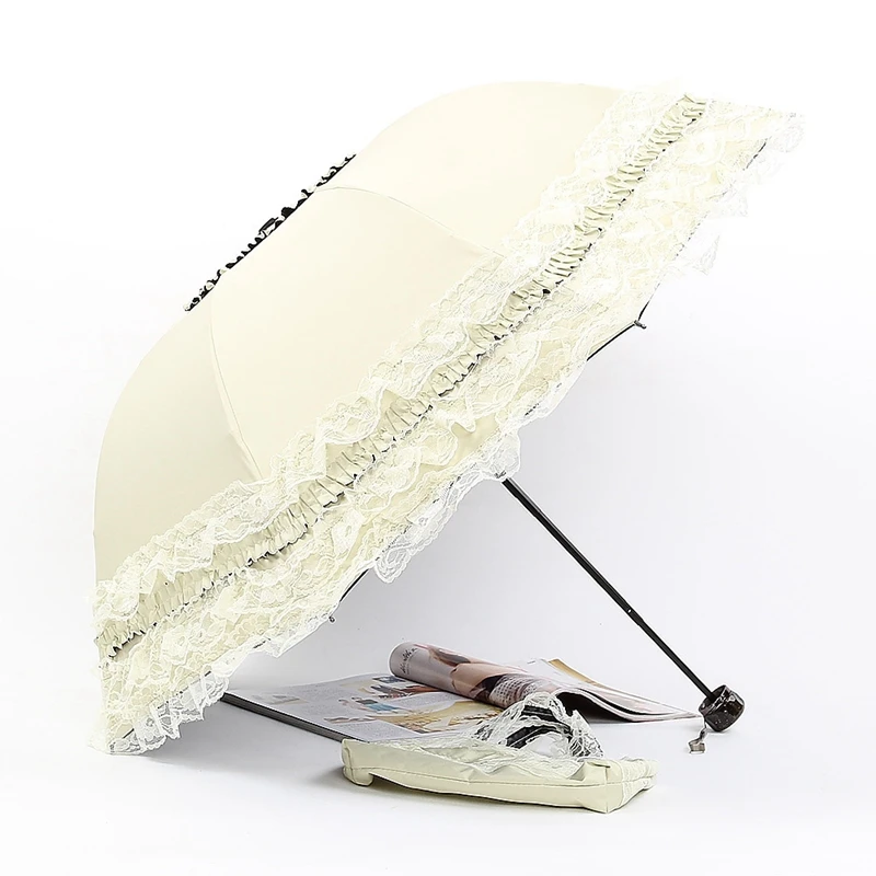 Princess Lace Umbrella Sunny and Rainy Folding Umbrella Anti-UV Parasol Windproof Sunshade Double-layer Black Coating Parasol
Princess Lace Umbrella Sunny and Rainy Folding Umbrella Anti-UV Parasol Windproof Sunshade Double-layer Black Coating Parasol