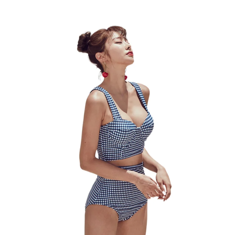 Korean New Vintage Plaid Feminine Bikinis Set Lace Up Bow Tie Sexy Clothing Lingerie High Waist Split Swimwear Women Swimsuit
Korean New Vintage Plaid Feminine Bikinis Set Lace Up Bow Tie Sexy Clothing Lingerie High Waist Split Swimwear Women Swimsuit
