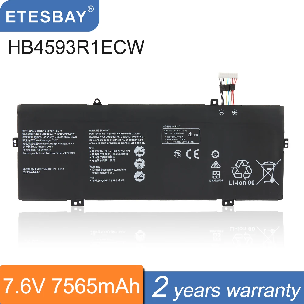 

ETESBAY HB4593R1ECW 57.4WH Laptop Battery For HUAWEI MagicBook 14 2019 KPR-W19 KPL-W00 KLV-W19 KLV-W19L VLT-W50 VLT-W60 VLT-WXO
