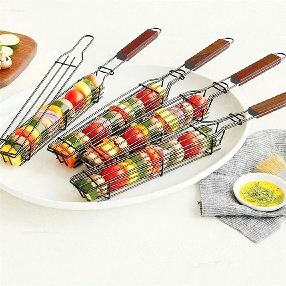 49cm Kabob Grilling Basket Stainless Steel Grill Basket with Wooden Handle Non-Stick Barbeque Grill Mesh Party Camping BBQ Tool
49cm Kabob Grilling Basket Stainless Steel Grill Basket with Wooden Handle Non-Stick Barbeque Grill Mesh Party Camping BBQ Tool